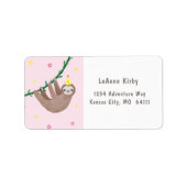 Luiaard thema verjaardag met gele & witte stip etiket (Voorkant)