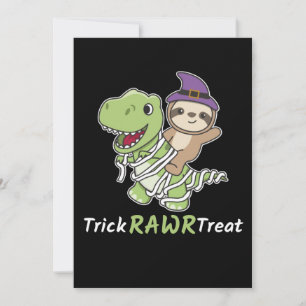Luiaard Trick Rawr Behandeling T-rex Mumie Kostuum Feestdagenkaart