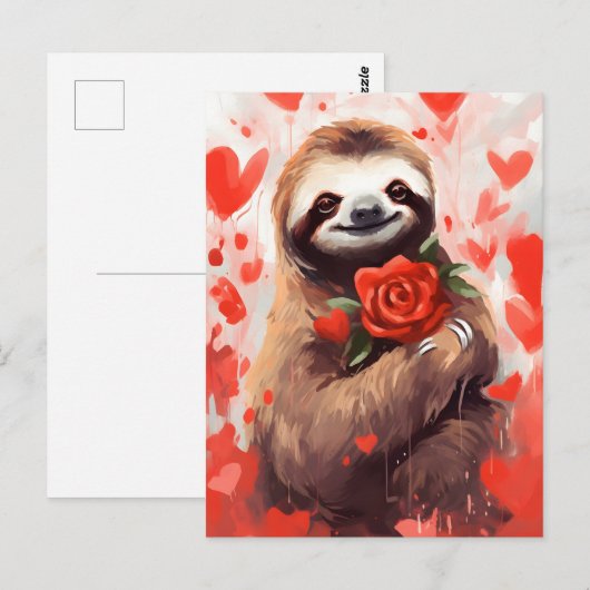 Luiaard Valentijnsdag Briefkaart (Voorkant / Achterkant)