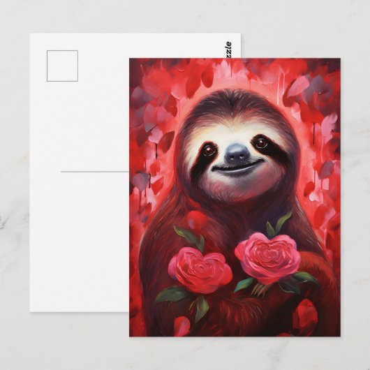 Luiaard Valentijnsdag Briefkaart (Voorkant / Achterkant)