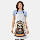 Luiaard verjaardagsshirt vintage cake dier grafisc schort (Gedragen)