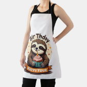 Luiaard verjaardagsshirt vintage cake dier grafisc schort (Insitu)