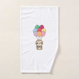 Luiaard vliegt met kleurrijke ballonnen Kawaii lui Handdoek