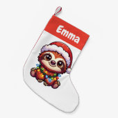 Luiaard Vrolijk Kerstfeest Winterdieren Schattige  Kleine Kerstsok (Voorkant (Hangend))