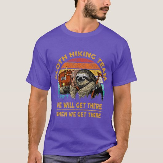 Luiaard wandelteam grappige camping t-shirt (Voorkant)