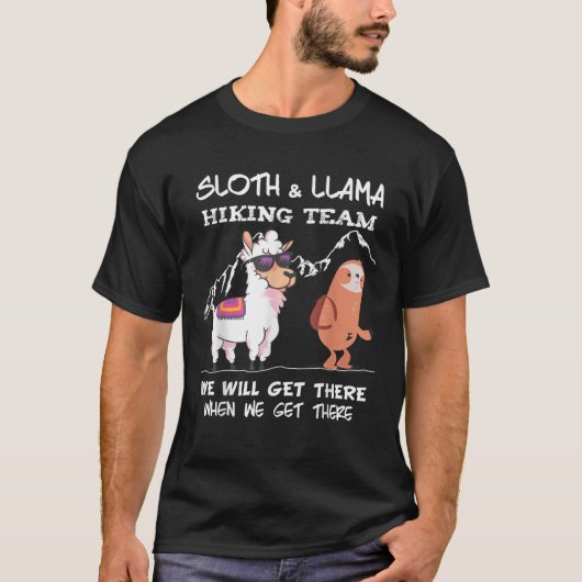 Luiaard Wandelteam Sloth Llama Wandelberg T-shirt (Voorkant)