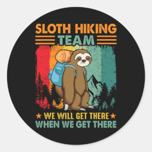Luiaard Wandelteam We Komen Er Wel Als We Er Komen Ronde Sticker