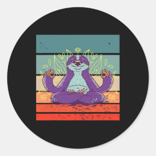 Luiaard Yoga Meditatie Zen Mindfulness Ontspanning Ronde Sticker