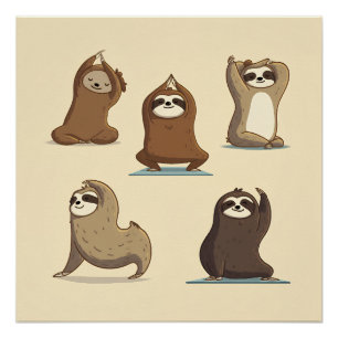 Luiaard Yoga Momenten Perfect Poster