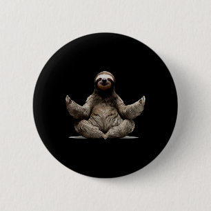 Luiaard Yoga Namaste Meditatie Boeddhistische Zen Ronde Button 5,7 Cm