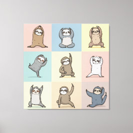 Luiaard Yoga Raster Canvas Afdruk