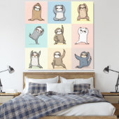 Luiaard Yoga Raster Canvas Afdruk (Insitu (Slaapkamer))