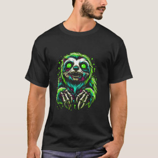 Luiaard Zombie Levendige Halloween Grafische Horro T-shirt