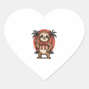 Luiaard Zomer Strand Rotsen Hart Sticker