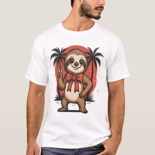 Luiaard Zomer Strand Rotsen T-shirt (Voorkant)