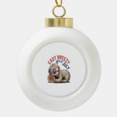 Luiaard Zonnebloem 4 juli Keramische Bal Ornament (Voorkant)