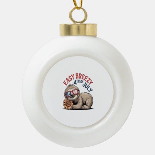 Luiaard Zonnebloem 4 juli Keramische Bal Ornament (Voorkant)