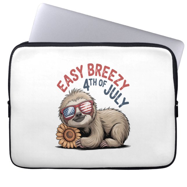 Luiaard Zonnebloem 4 juli Laptop Sleeve (Voorkant)