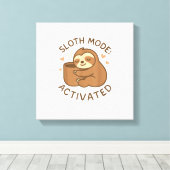 Luiaardmodus Geactiveerd Schattig Lui Dier Coffeel Canvas Afdruk (Insitu (Houten vloer))
