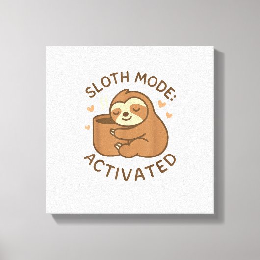 Luiaardmodus Geactiveerd Schattig Lui Dier Coffeel Canvas Afdruk (Voorkant)