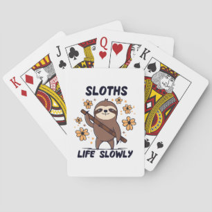 Luiaards die langzaam leven pokerkaarten