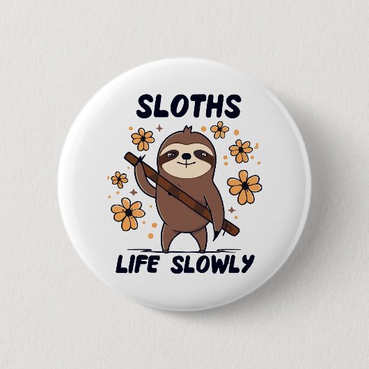 Luiaards die langzaam leven ronde button 5,7 cm (Voorkant)
