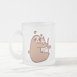 Luiaards en katten zijn beste vrienden matglas koffiemok