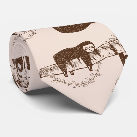 Luiaards in de bomen patroon stropdas (Opgerold)