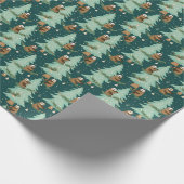 Luiaards in kerstbomen Inpakpapier (Hoek)