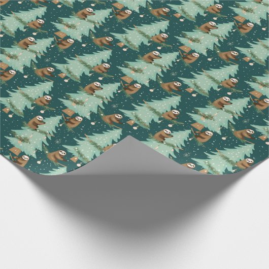 Luiaards in kerstbomen Inpakpapier (Hoek)