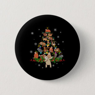 Luiaards Kerstboom Lichten Leuke luiaards Xmas Gif Ronde Button 5,7 Cm