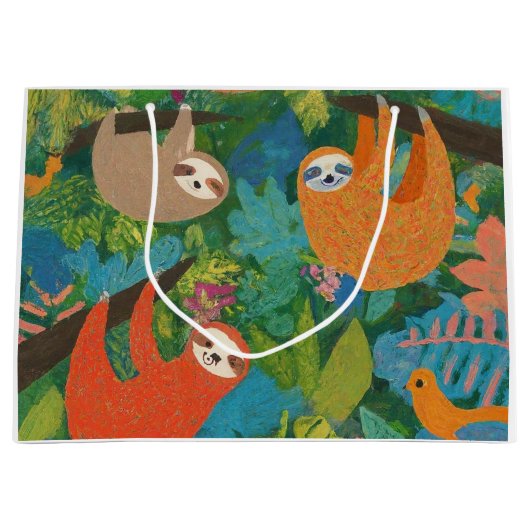 Luiaards rondhangen in bomen groot cadeauzakje (Voorkant)