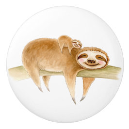 Luiaards schattige grillige waterverf art deurknop keramische knop