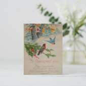 luiblauwe en rode wintervogels briefkaart (Staand voorkant)