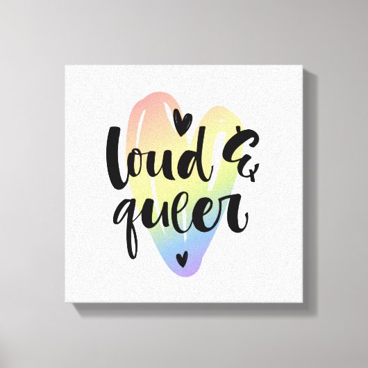 Luid en queer | Waterverf hart Canvas Afdruk (Voorkant)