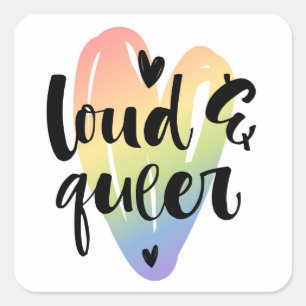 Luid en queer Waterverf hart Vierkante Sticker