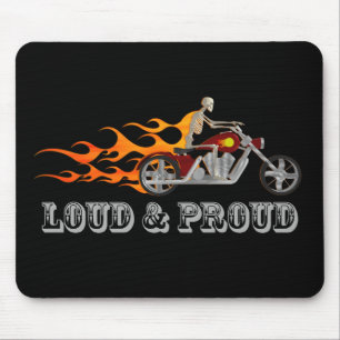 Luid en trots: Biker & Flames: Mousepad Muismat