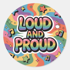 Luid en Trots – Kleurrijke Psychedelische LGBTQ+ B Ronde Sticker