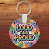 Luid en Trots – Kleurrijke Psychedelische LGBTQ+ B Sleutelhanger (Achterkant)