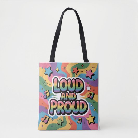Luid en Trots – Kleurrijke Psychedelische LGBTQ+ B Tote Bag (Voorkant)