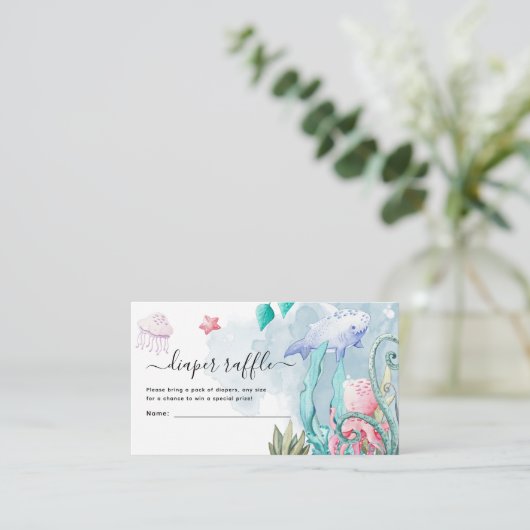 Luid onder het Zee Baby shower Informatiekaartje (Staand voorkant)