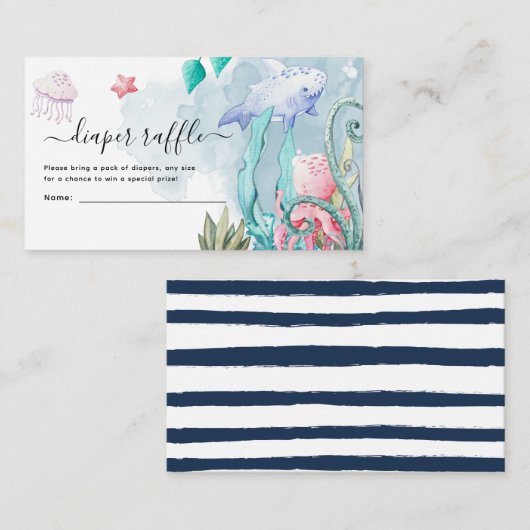 Luid onder het Zee Baby shower Informatiekaartje (Voorkant / Achterkant)