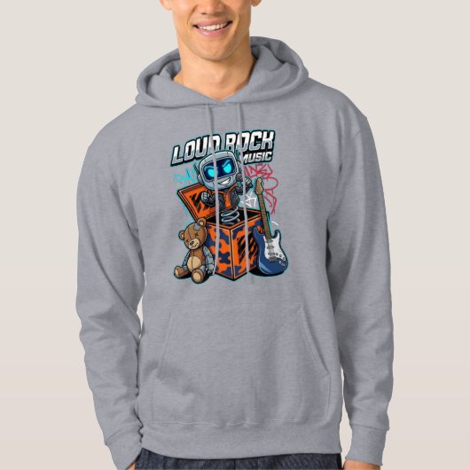 Luid Rock Muziek Robot Hoodie (Voorkant)