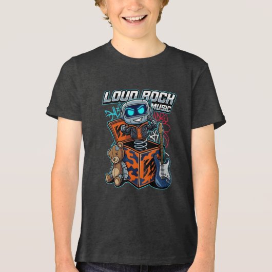 Luid Rock Muziek Robot Tri-Blend Shirt (Voorkant)
