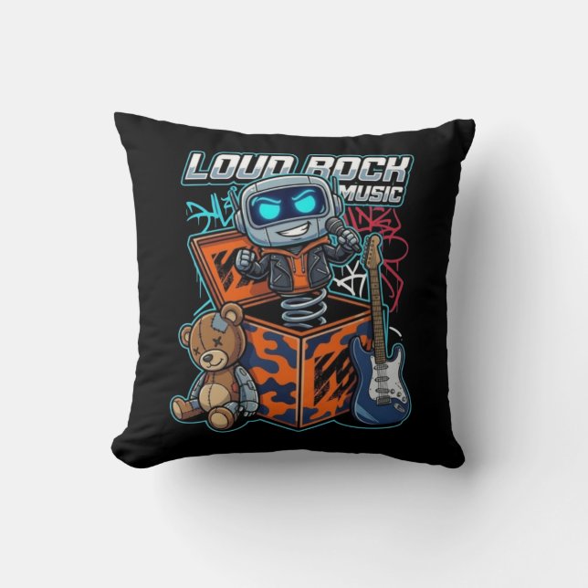 Luid Rockmuziek Robot Kussen (Voorkant)