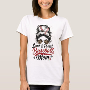 Luid Trots Honkbal Moeder Luipaard Rommelige Knot T-shirt