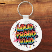 Luid Trots Kind Regenboog Pride Citaat Sleutelhanger (Achterkant)