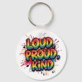 Luid Trots Kind Regenboog Pride Citaat Sleutelhanger (Achterkant)