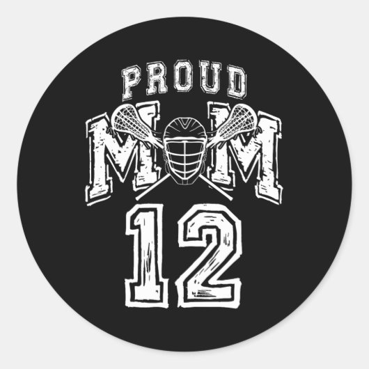 Luid Trotse Lacrosse Mama Nummer Speler 12 Mama Fa Ronde Sticker (Voorkant)