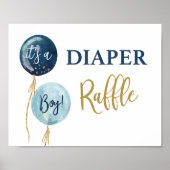 Luidderblauw baby shower van Raffle Poster (Voorkant)